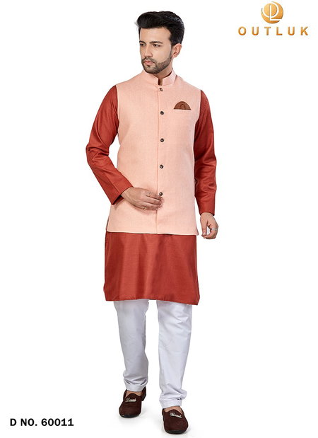 Orange Outluk Vol 60 New Festive Wear Kurta Pajama With Jacket Mens Collection 60011